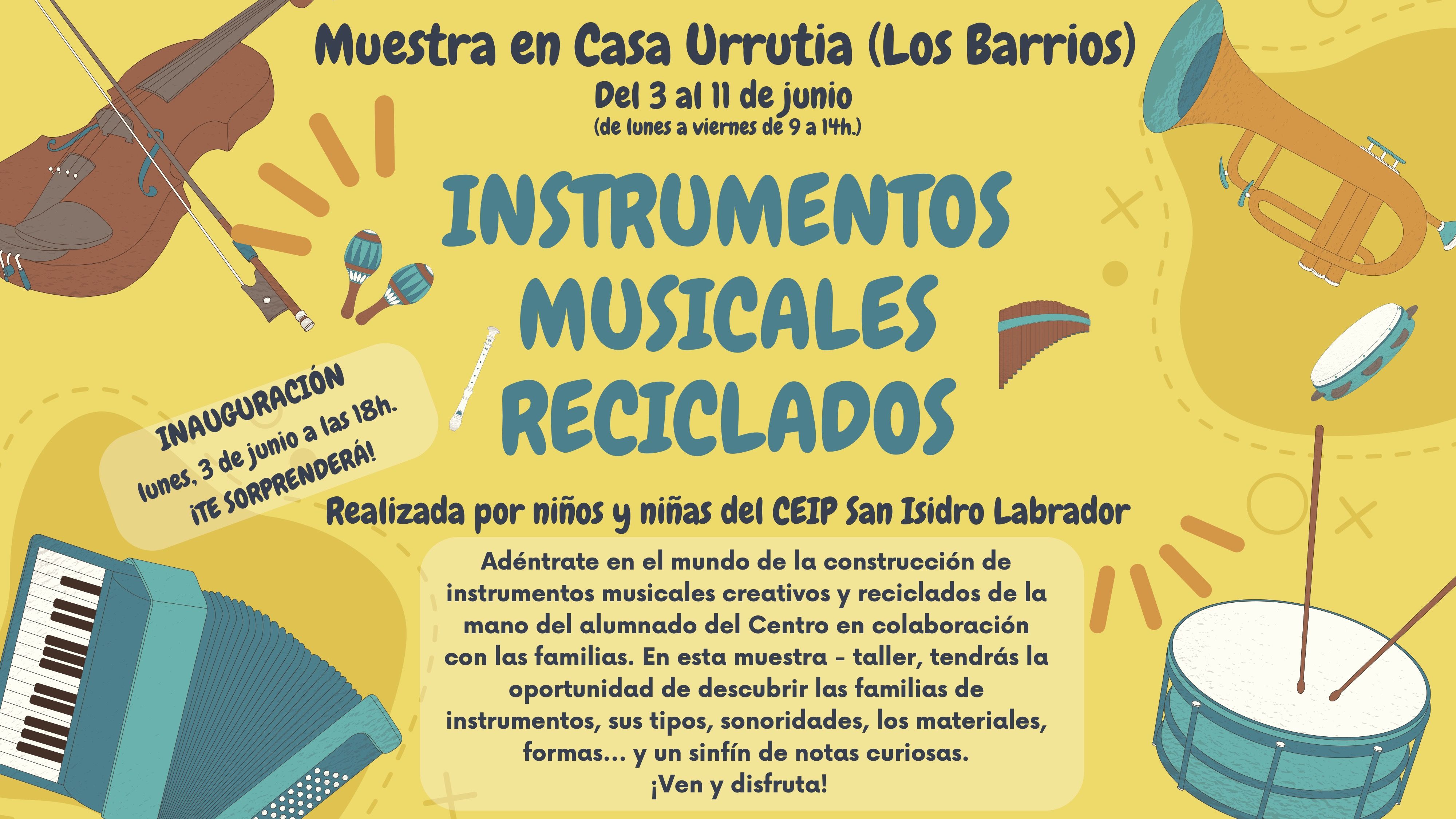 Exposición de instrumentos musicales fabricados por escolares del CEIP San Isidro Labrador.