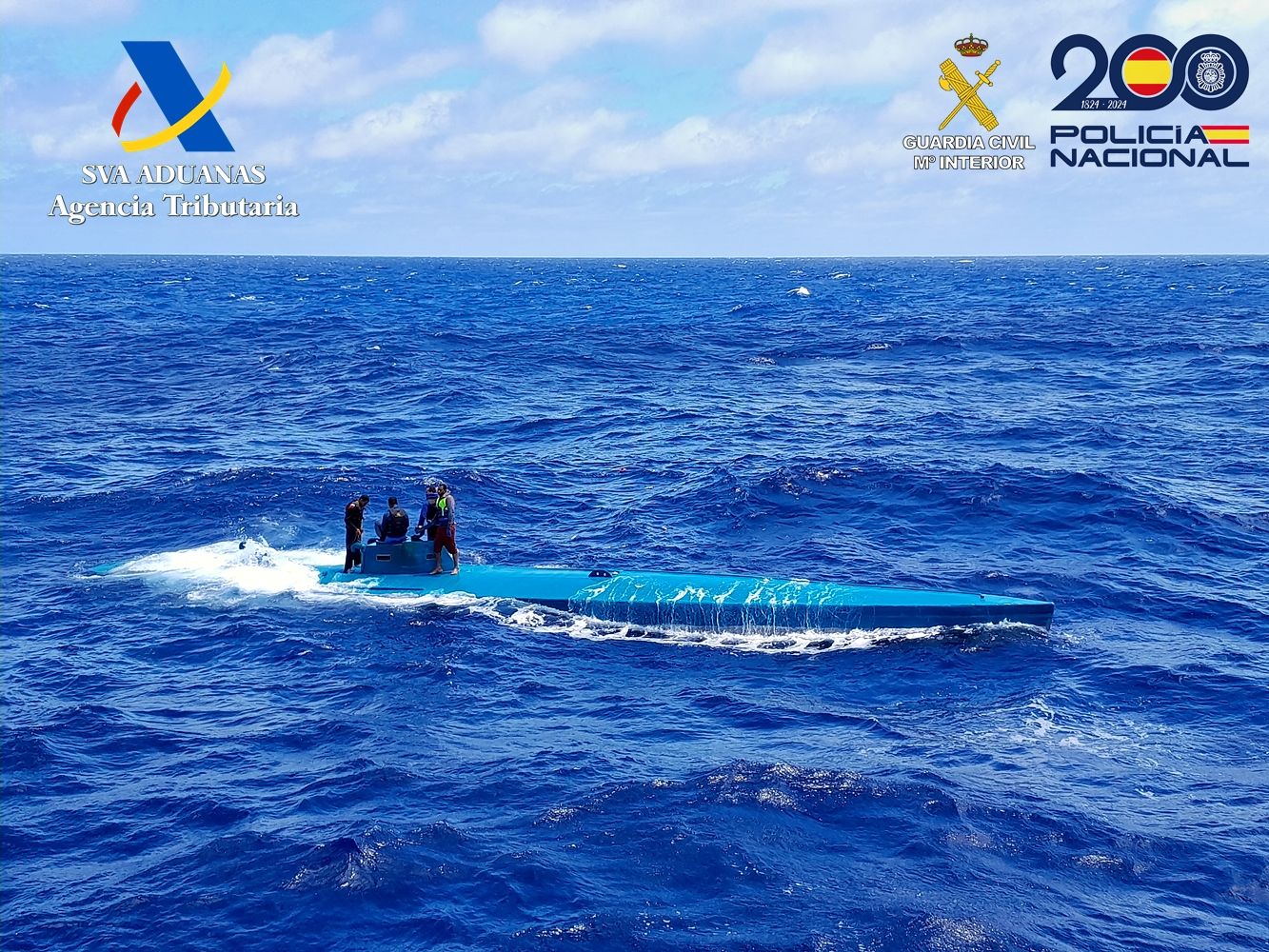 Interceptado un 'narcosubmarino' próximo a la costa de Cádiz.