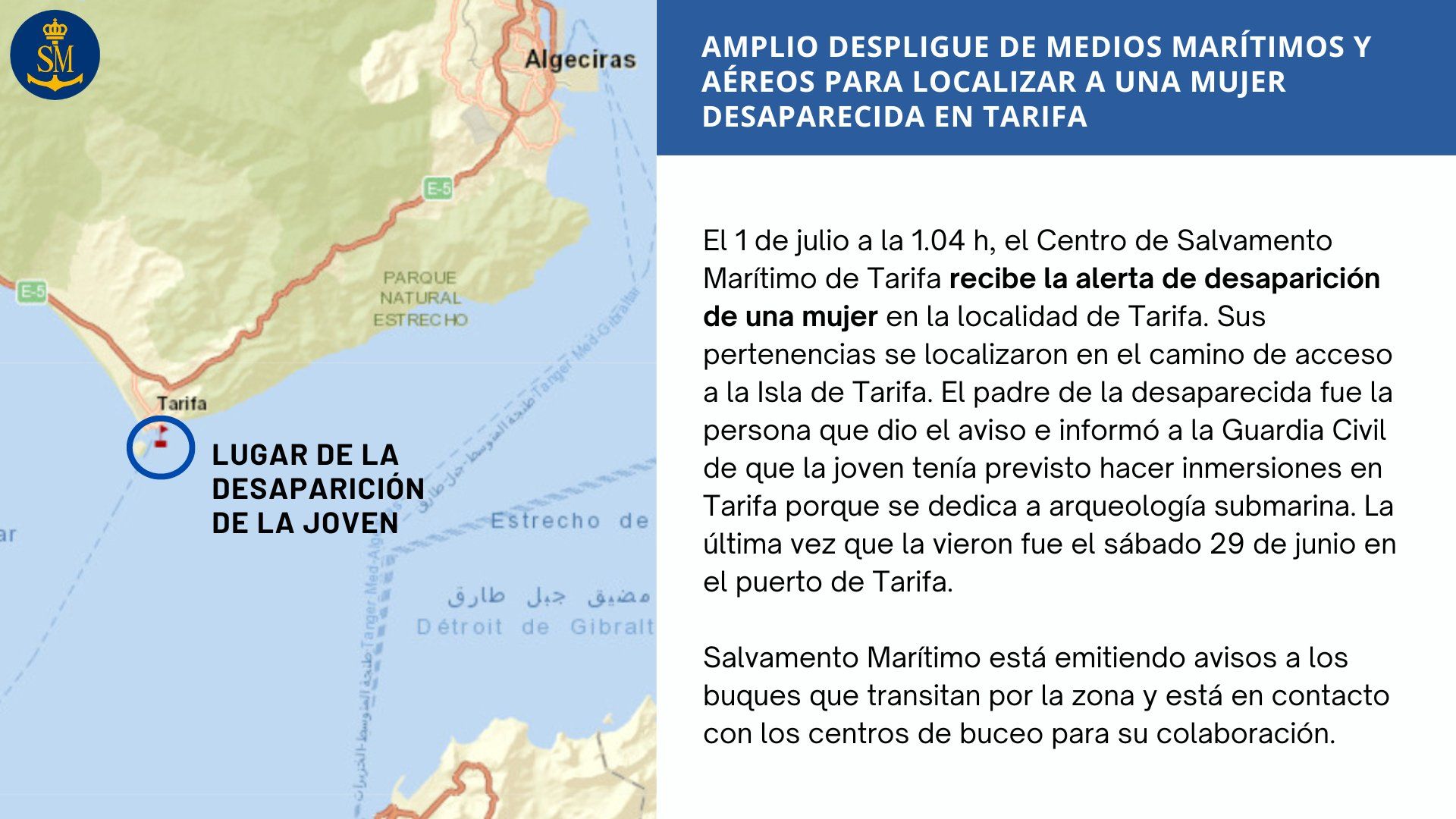 Amplían la búsqueda de la joven desaparecida en Tarifa a la bahía de Algeciras y Sotogrande