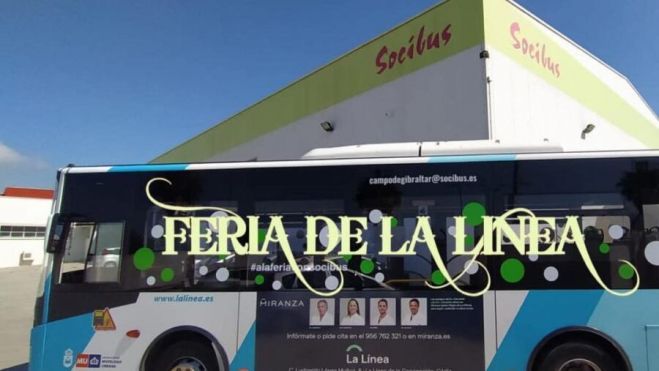 La Línea contará con un refuerzo del transporte público y taxi durante la Velada y Fiestas. Foto: autobús en una edición pasada de la Velada y Fiestas.