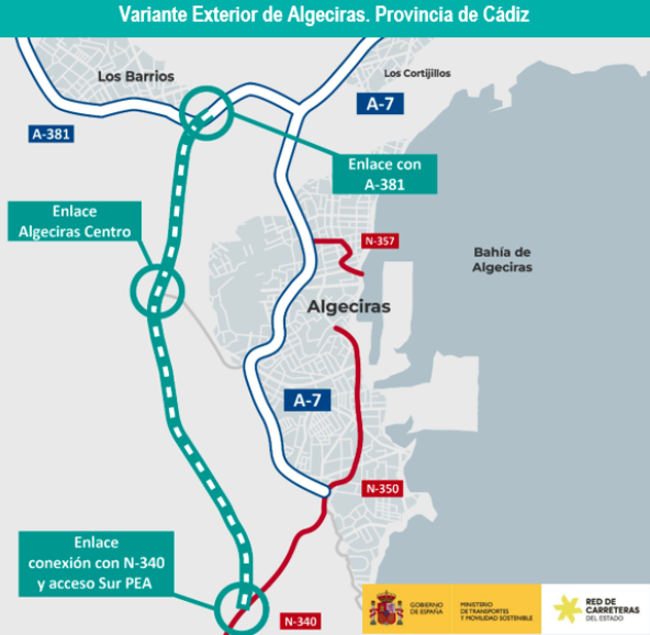 Transportes inicia la redacción del estudio informativo de la variante exterior de Algeciras.