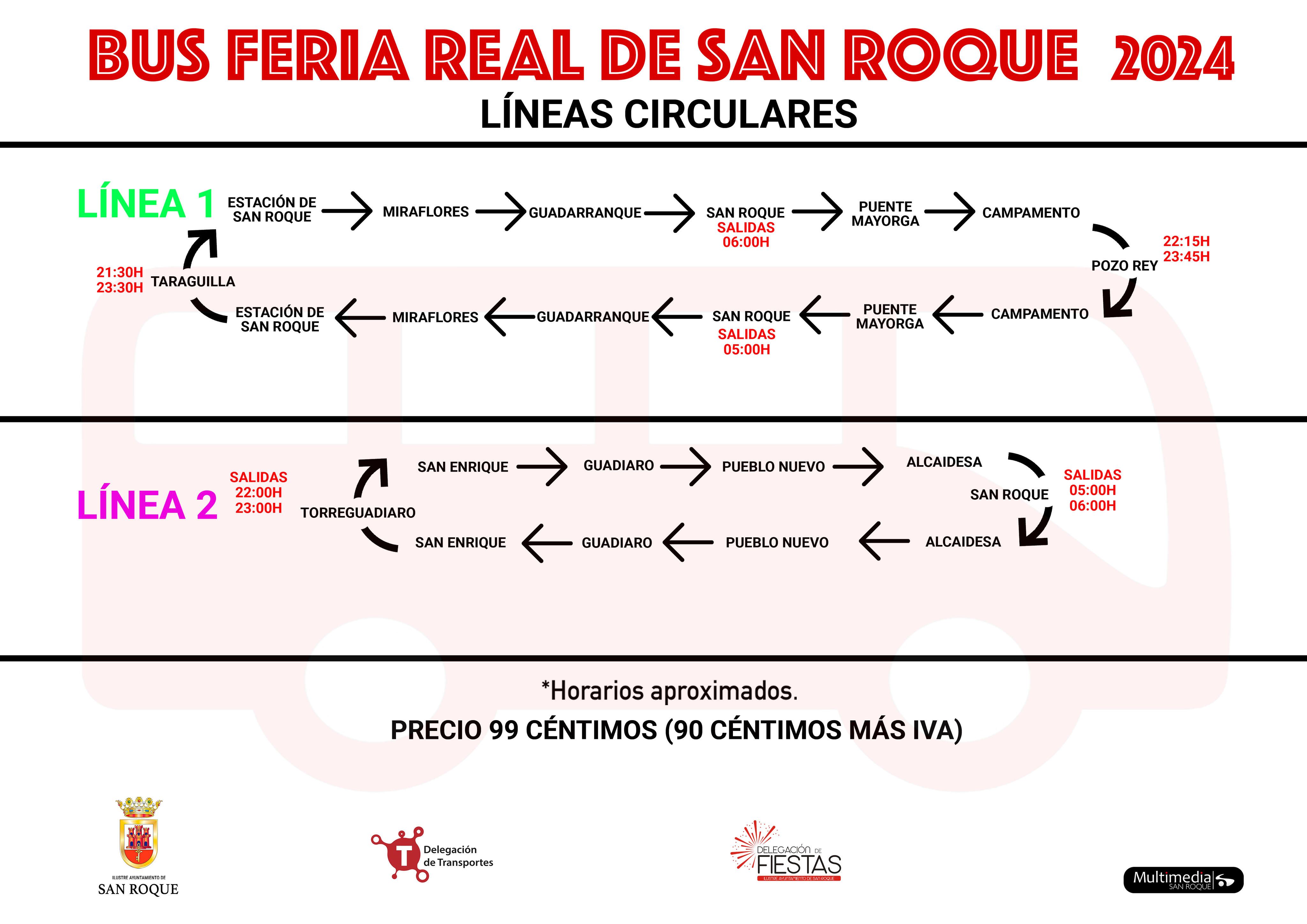 Servicio especial de autobuses para acercar a la población de las barriadas a la Feria Real.