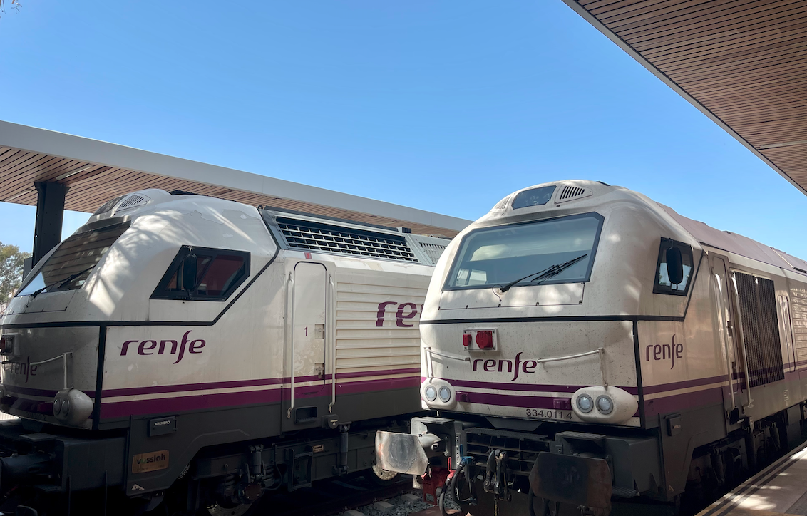 Dos trenes en la estación de Algeciras. Imagen de 8Directo. 
