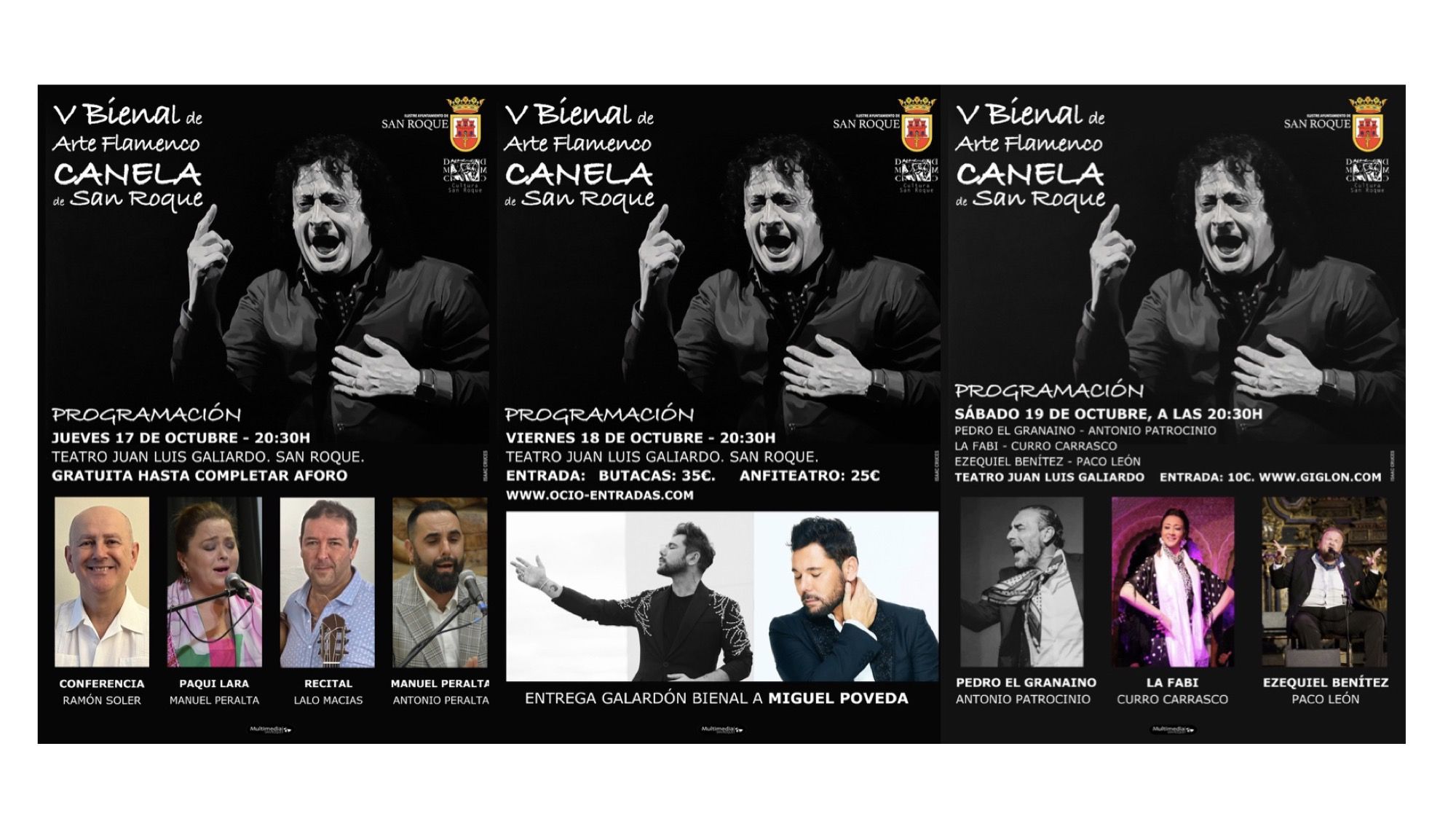 Cartel de las actividades que hay en la última semana de la V Bienal de Arte Flamenco. La V Bienal de Arte Flamenco encara su última semana con tres actividades en el teatro
