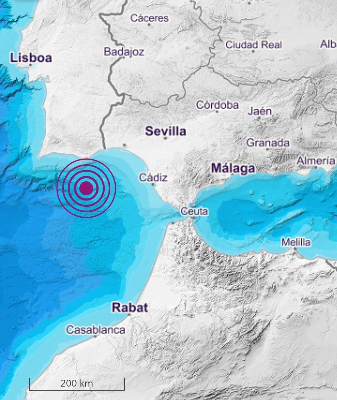 Registrado un terremoto de magnitud 3,7 en el Golfo de Cádiz. 