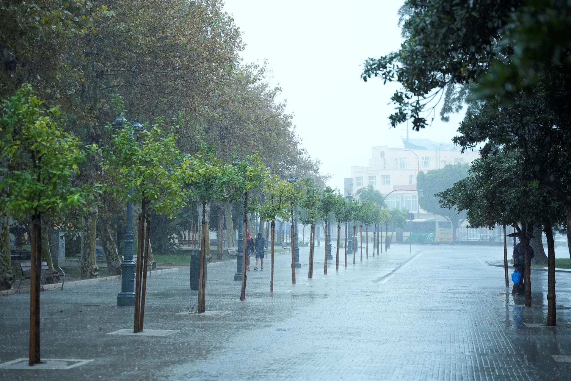 Desalojos en Málaga por el aviso rojo de riesgo extremo por la DANA. Archivo - Una calle vacía bajo la intensa lluvia. Imagen de archivo. - Joaquin Corchero - Europa Press - Archivo