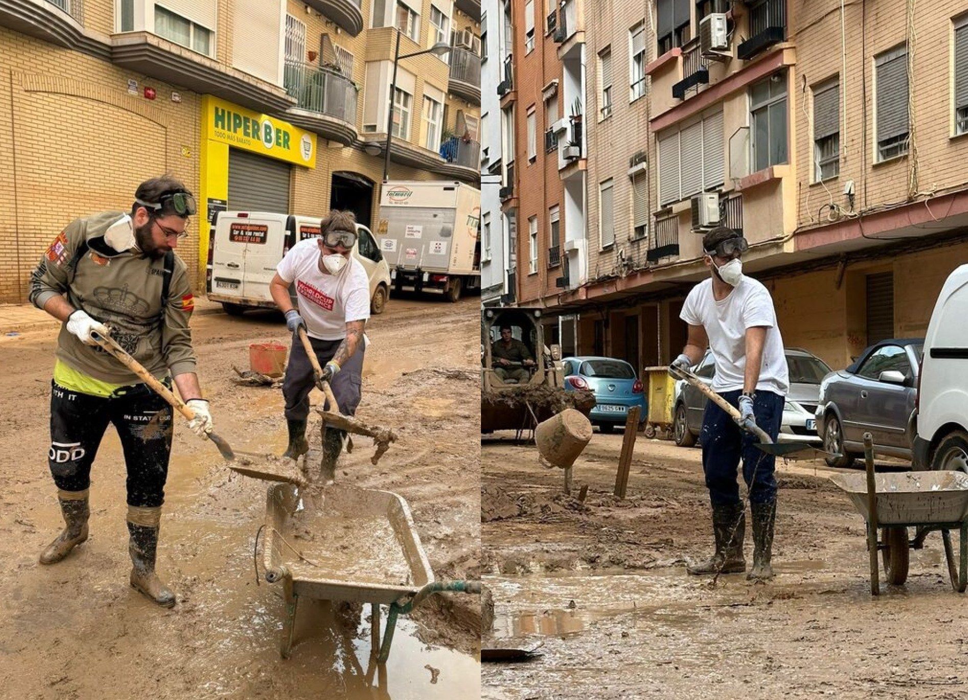 Imagen de archivo de varios jóvenes de La Línea y San Roque como voluntarios en Valencia.