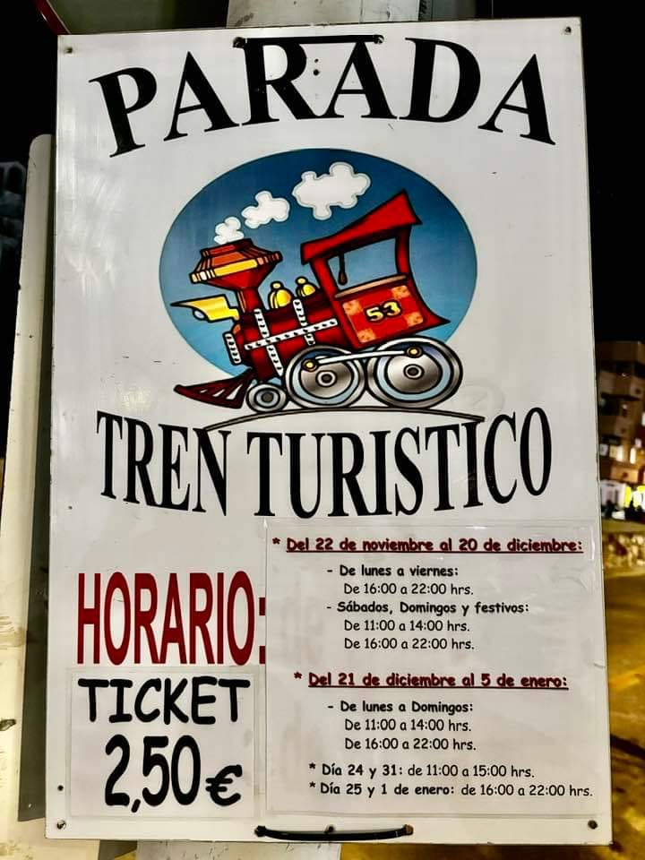 Cartel con los horarios del tren. Cartel con los horarios del tren.