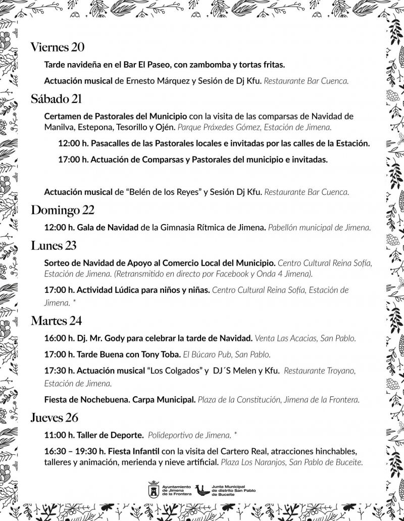 Programación navideña en Jimena. Programación navideña en Jimena.