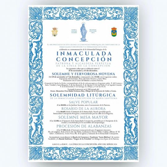 Programación de los actos religiosos del Día de la Inmaculada Concepción en La Línea. Programación de los actos religiosos del Día de la Inmaculada Concepción en La Línea.