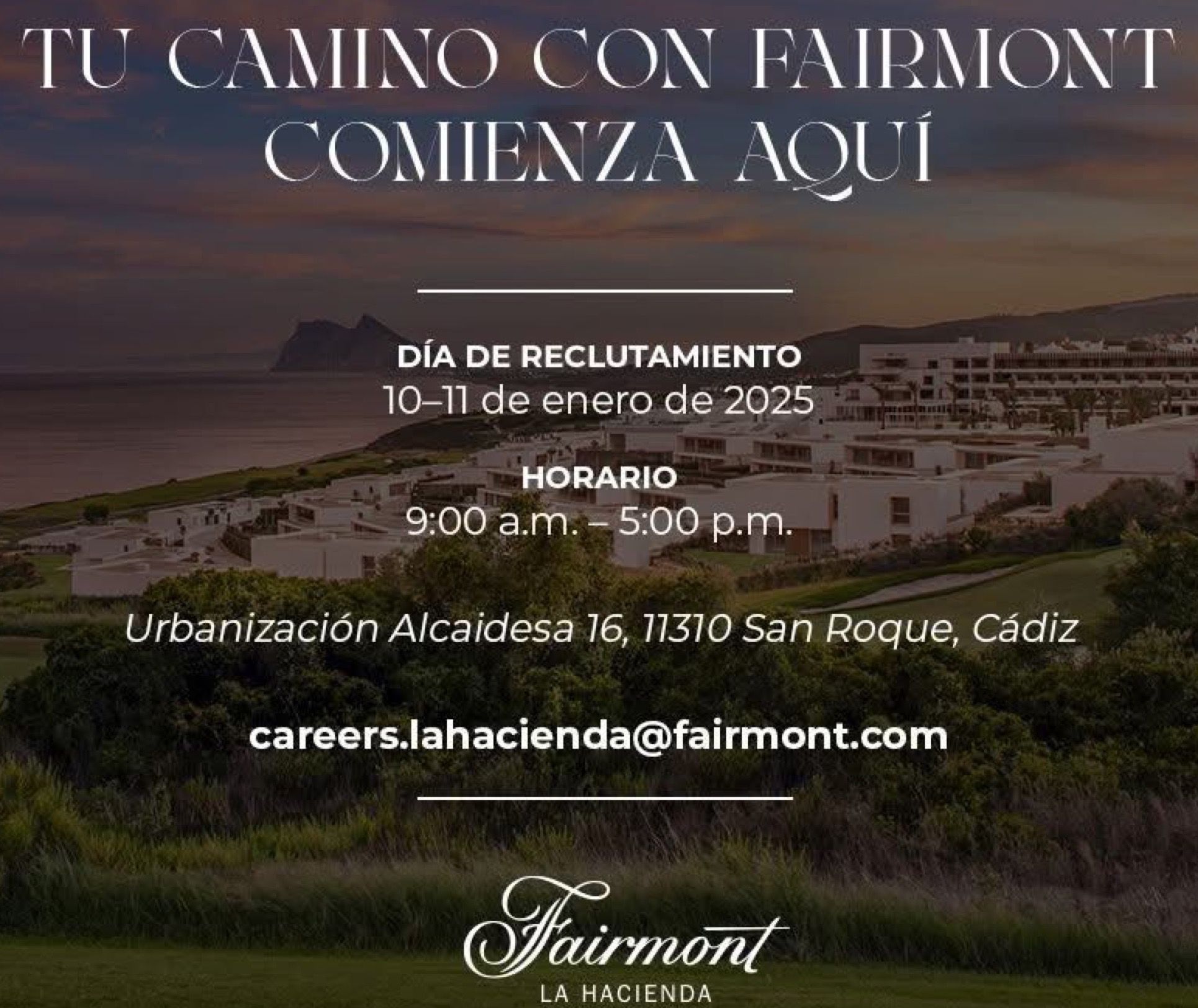 Este viernes y el sábado, jornadas de selección de personal para el Hotel Fairmont La Hacienda.