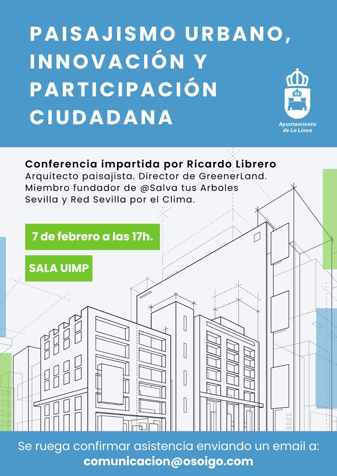 El arquitecto Ricardo Librero ofrecerá una conferencia sobre 'Paisajismo urbano y Participación Ciudadana'.