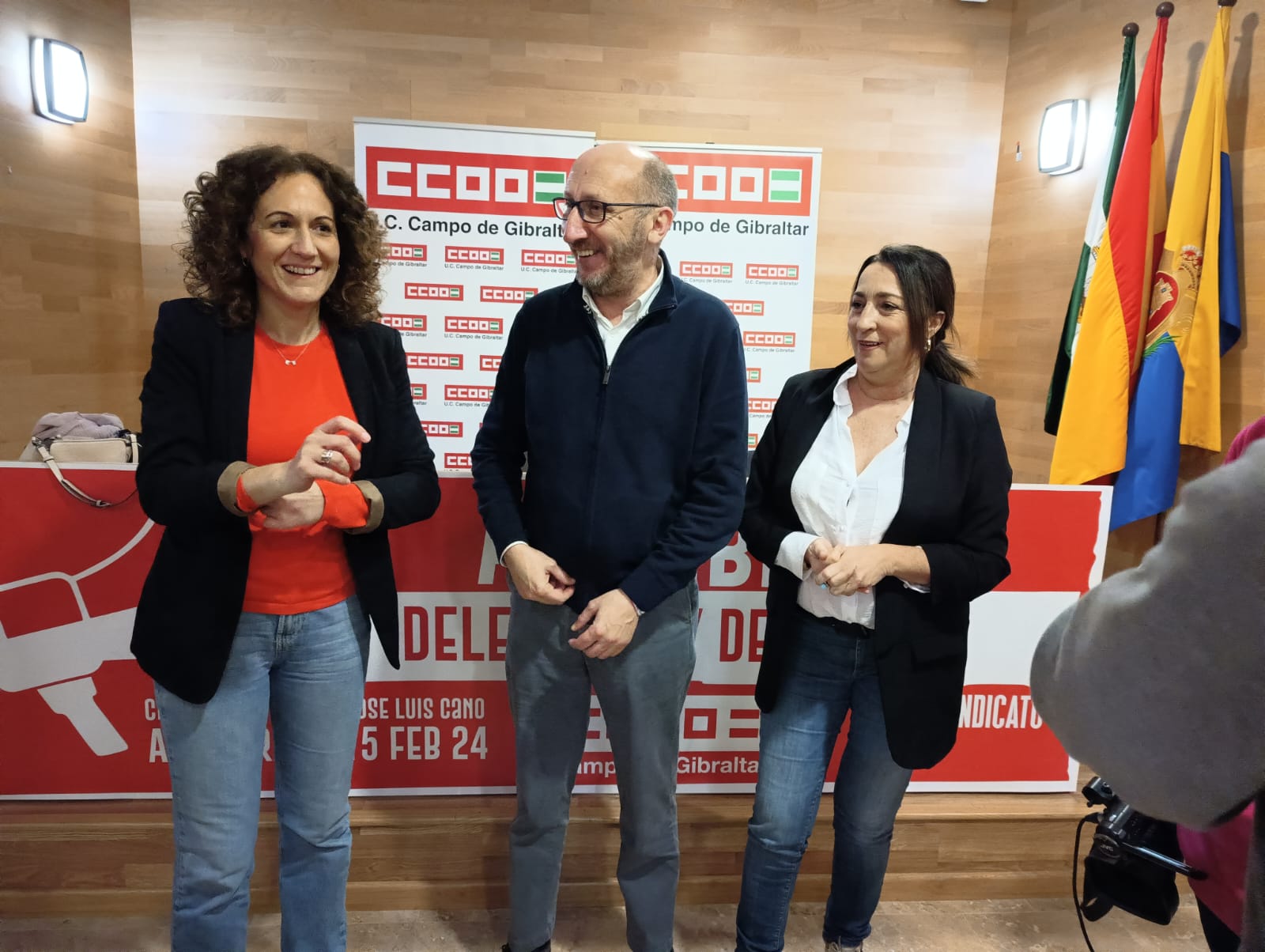 Nuria López, Manuel Triano e Inma Ortega. CCOO celebra su 13 congreso comarcal en el que aprobará su estrategia de futuro.