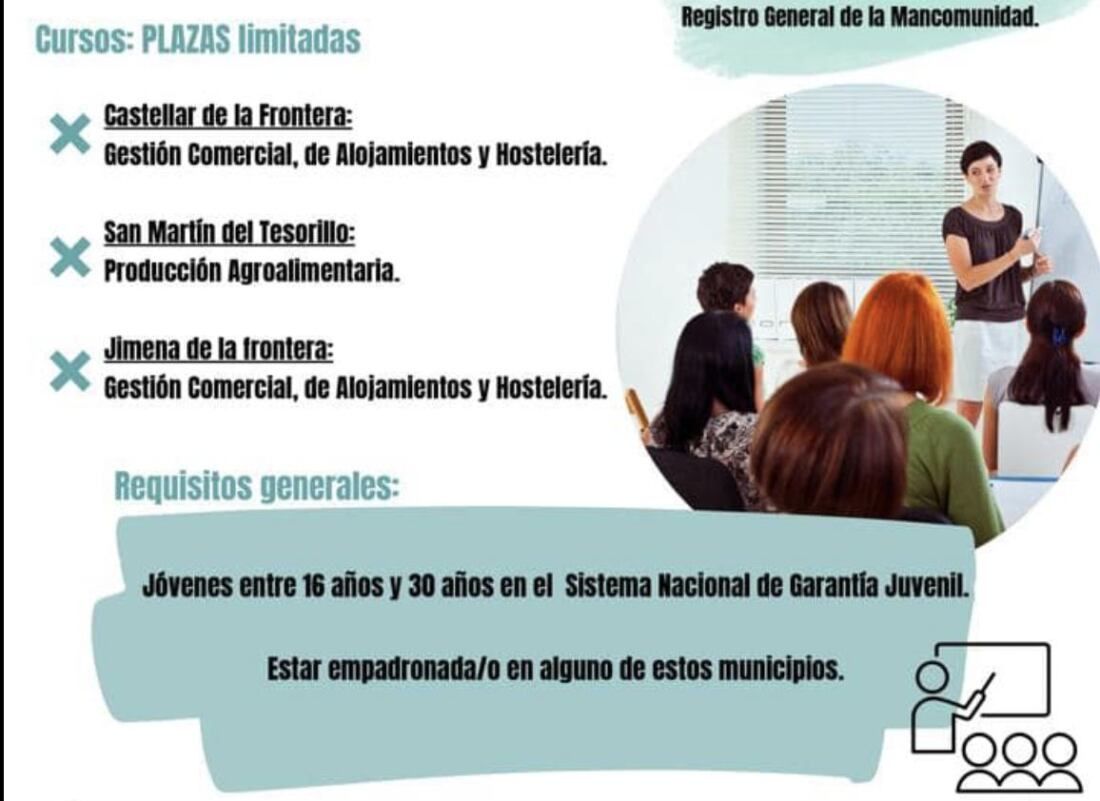 Curso de comercial, alojamientos y hostelería para desempleados de 16 a 30 años.