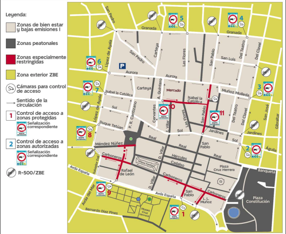 Propuesta de localización de los Equipos de Reconocimiento de Matrículas en la ZBE.