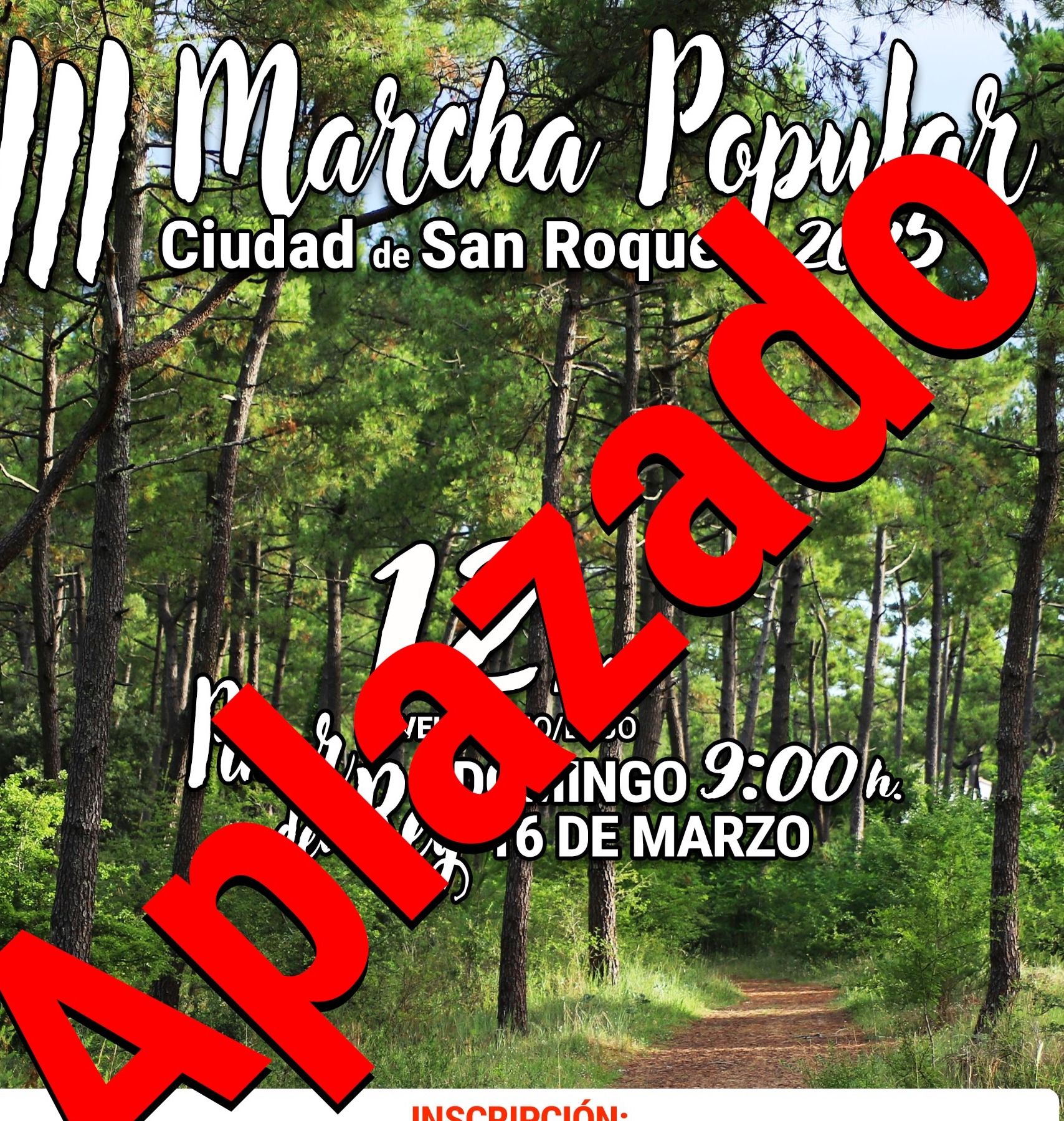 La predicción de lluvias obliga a aplazar la III Marcha Popular 'Ciudad de San Roque'.