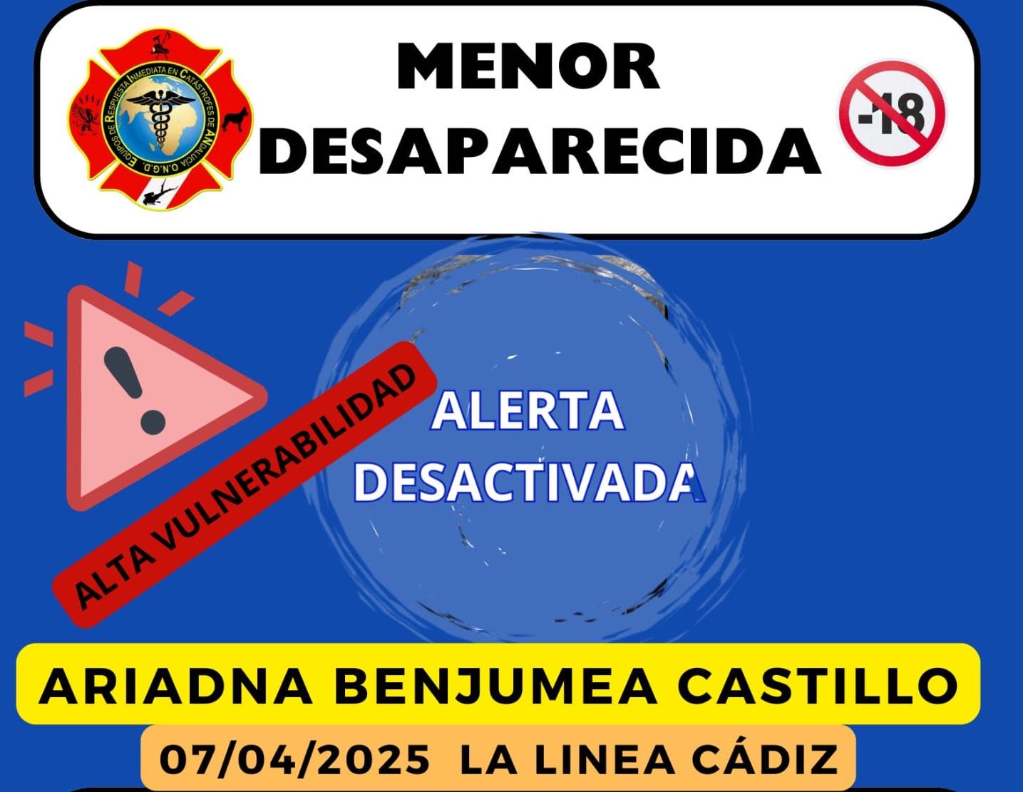Encuentran en buen estado a la menor de 14 años desaparecida este lunes en La Línea.