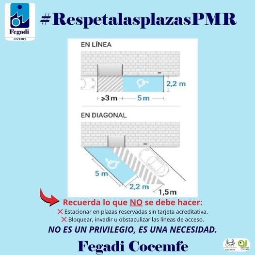 Fegadi pide no ocupar las plazas de estacionamiento destinadas a personas con movilidad reducida.