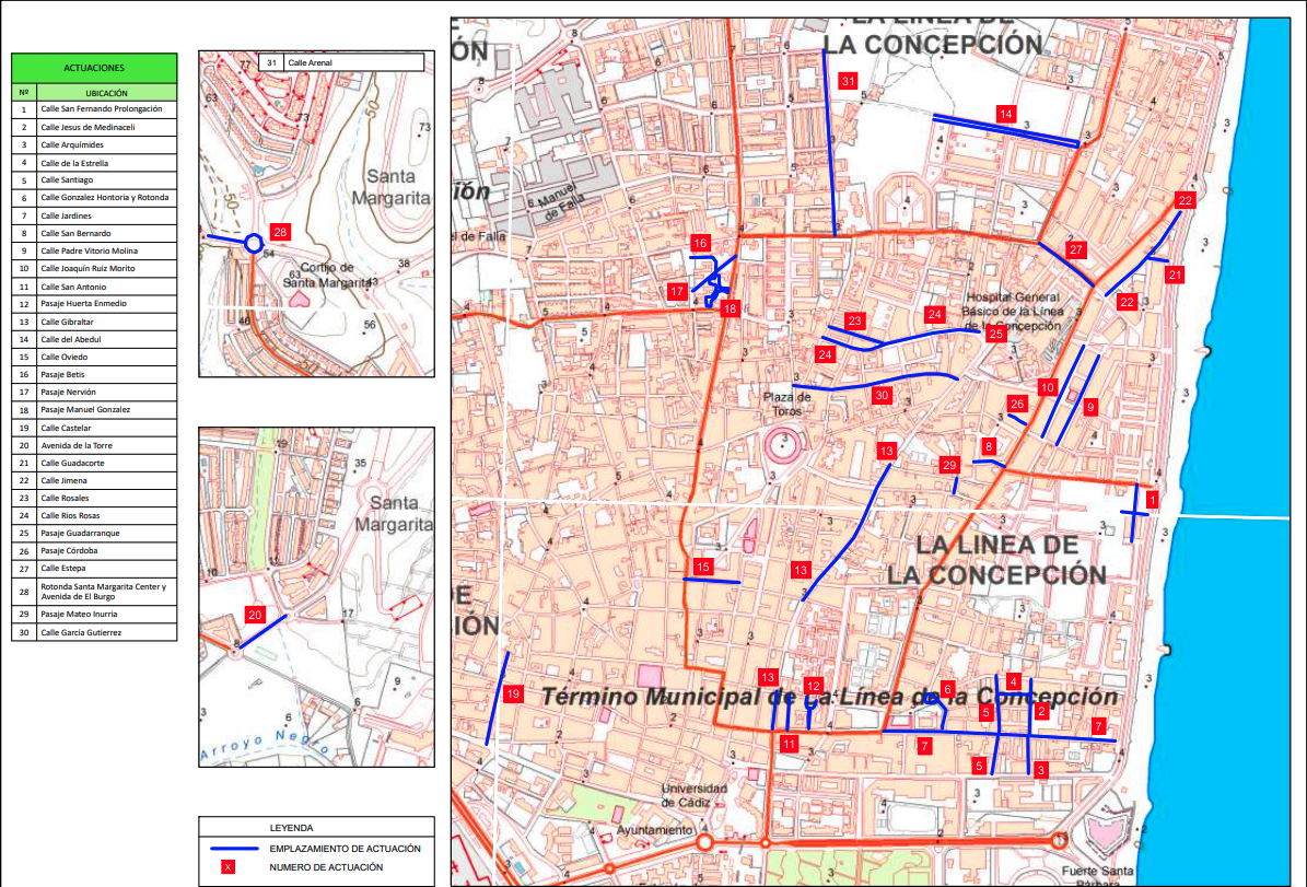 Las 30 calles de La Línea sobre las que actúa el Plan de Asfaltado