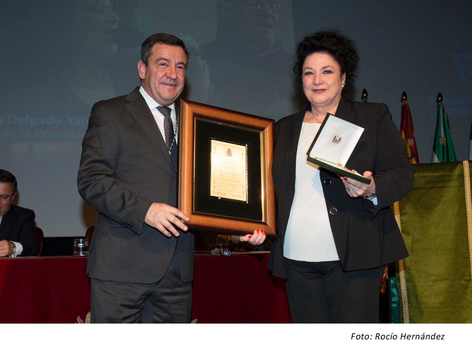 Pastora de Algeciras, durante la entrega de un reconocimiento.