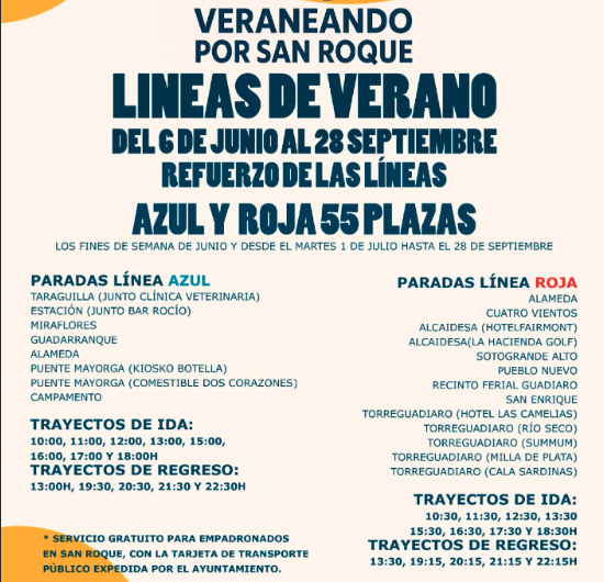 San Roque refuerza el servicio de autobuses este verano con más vehículos y más paradas.