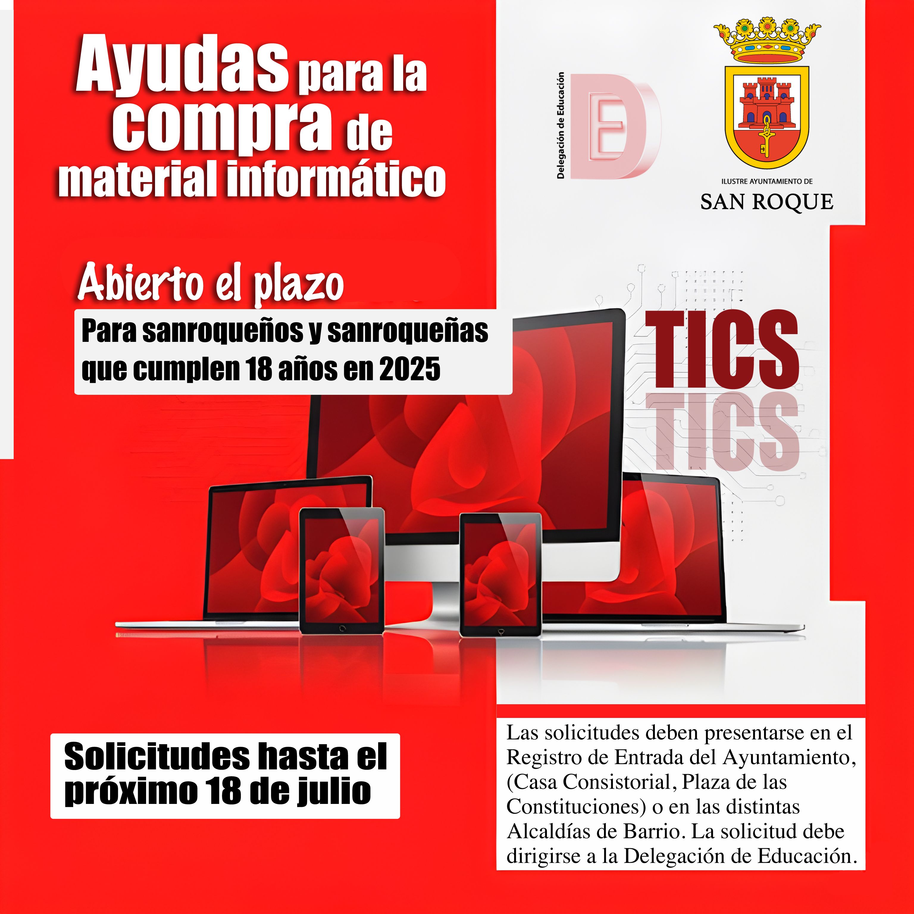 Continúa abierto el plazo de ayudas para la compra de material informático.