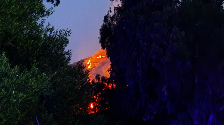 Imagen del incendio. Reabierta al tráfico la N-340 y habilitado el pabellón municipal de Tarifa para los desalojados.