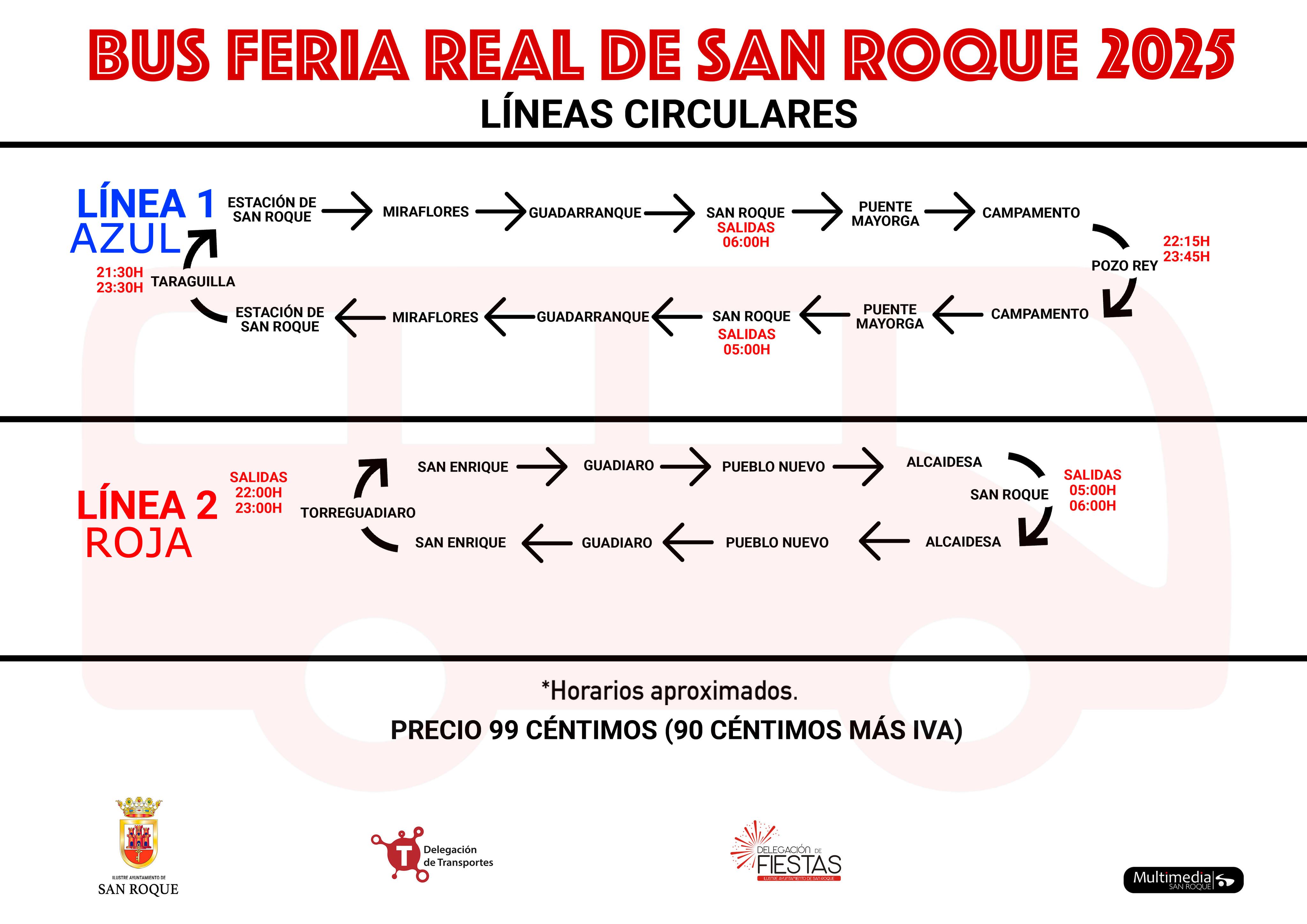 Itinerario autobuses de la feria de San Roque 2025. 