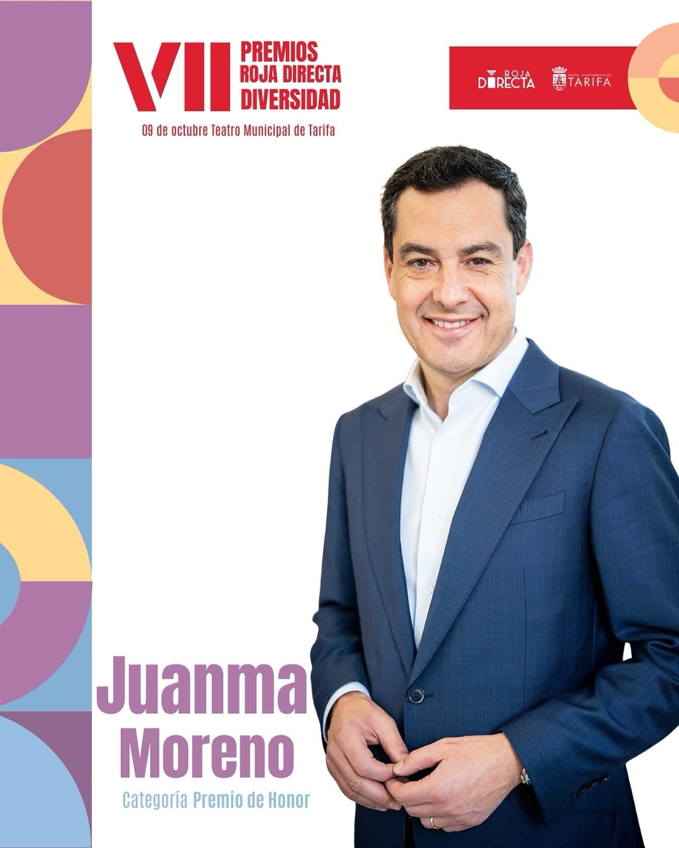 Juanma Moreno, premio de honor de los Premios Roja Directa Andalucía LGTBI+