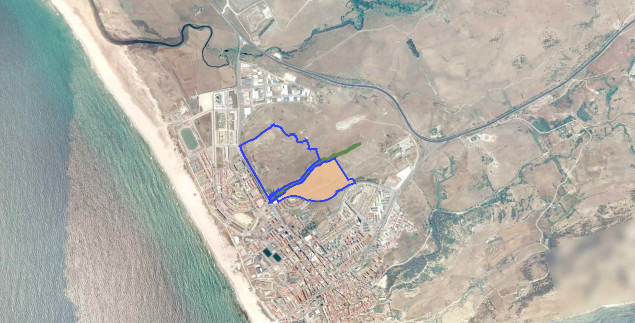 Tarifa modifica el PGOU para la construcción de 1.000 viviendas en Albacerrado. Imagen: Localización del ámbito 'Albacerado', al norte del núcleo histórico de Tarifa.