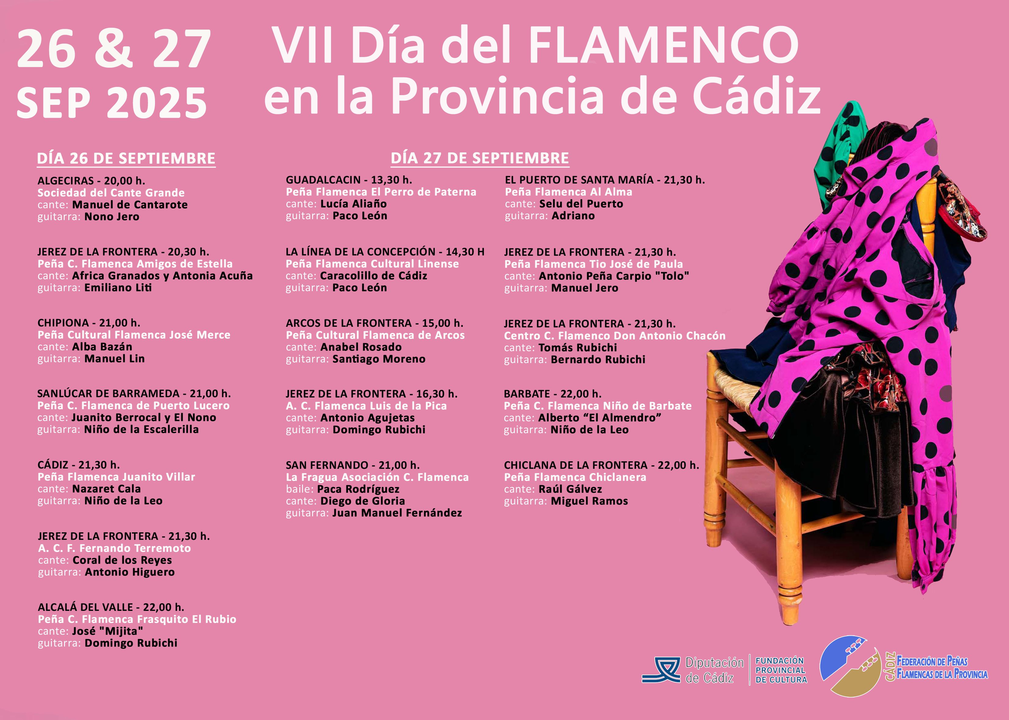 Cartel Día de la Provincia 2025. Algeciras y La Línea celebran con recitales el VII Día del Flamenco en la provincia de Cádiz 