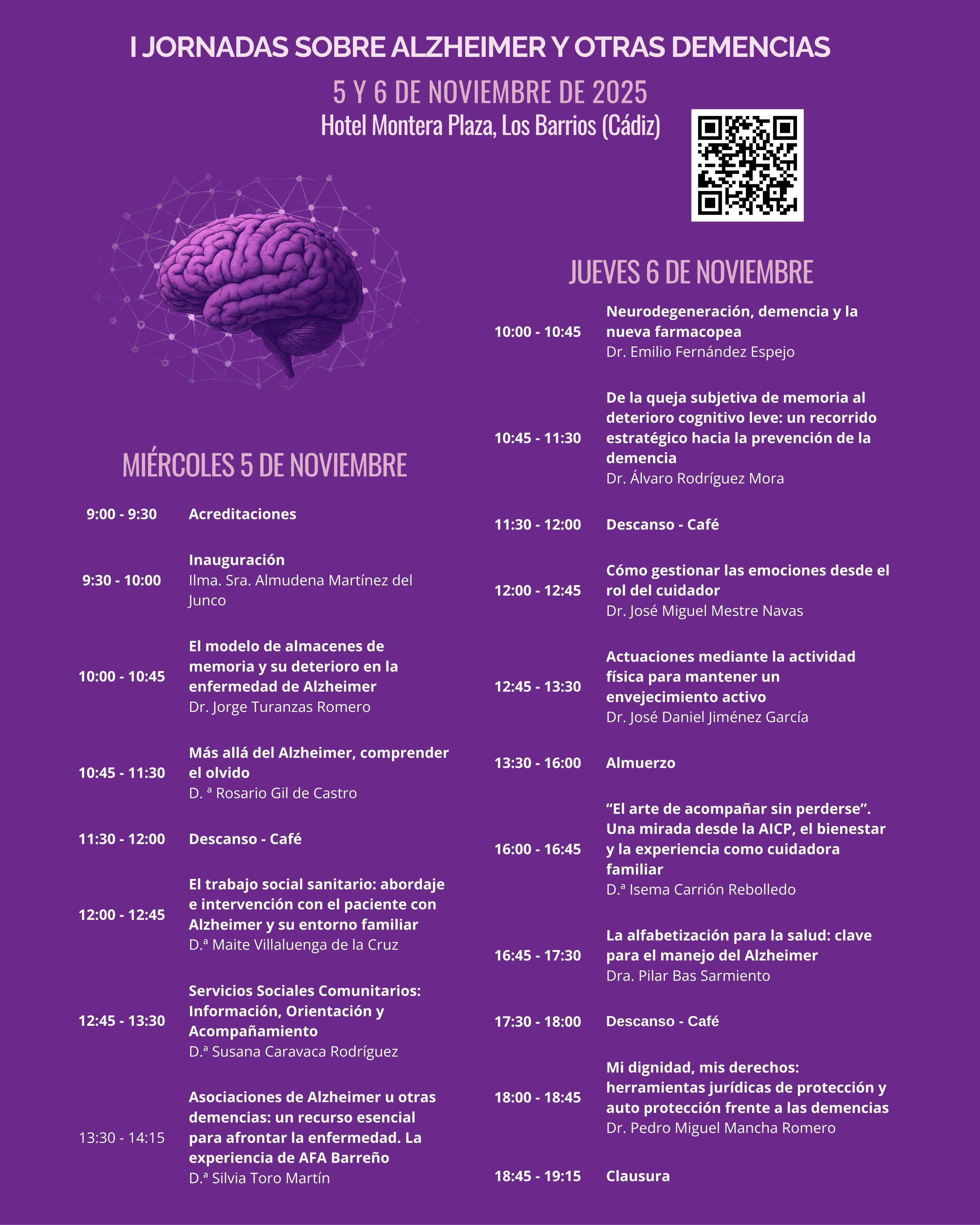 Programa I Jornadas sobre Alzheimer y otras demencias