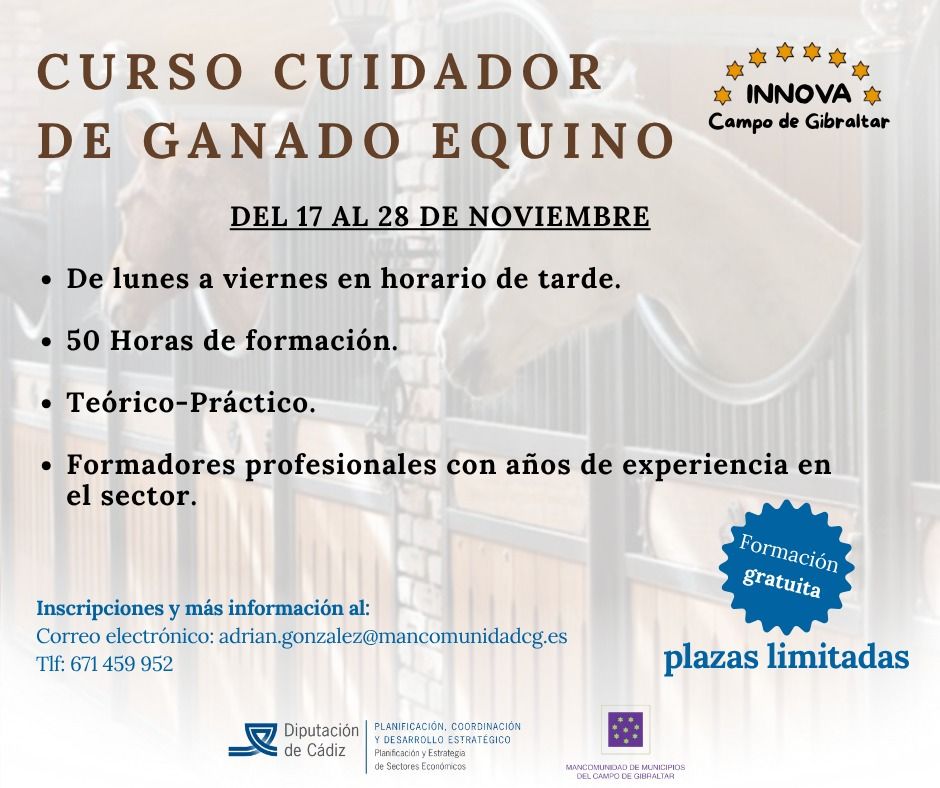 Mancomunidad impulsa en La Línea un nuevo curso sobre cuidados de ganado equino 