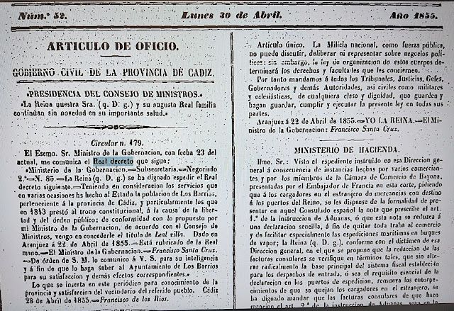 Documento concesión título de villa a Los Barrios. Documento concesión título de villa a Los Barrios.