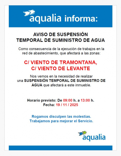 Cartel Aqualia.