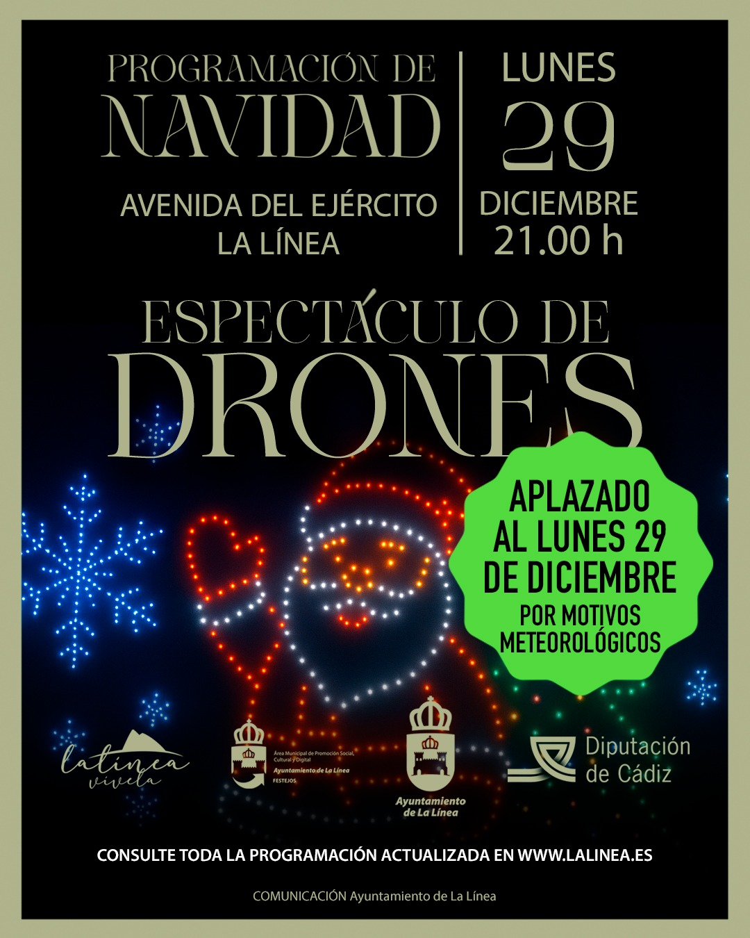 El Ayuntamiento de La Línea aplaza el espectáculo de drones por causas meteorológicas