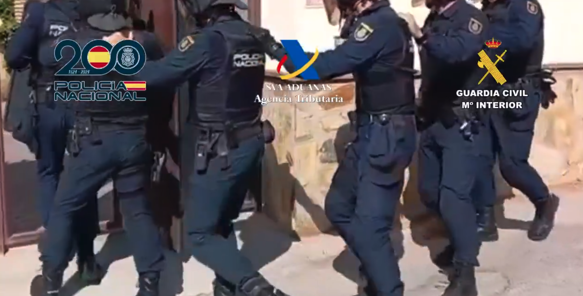 Imagen del vídeo compartido por la Policía Nacional. Golpe histórico al narcotráfico: cae una organización criminal asentada en el Campo de Gibraltar