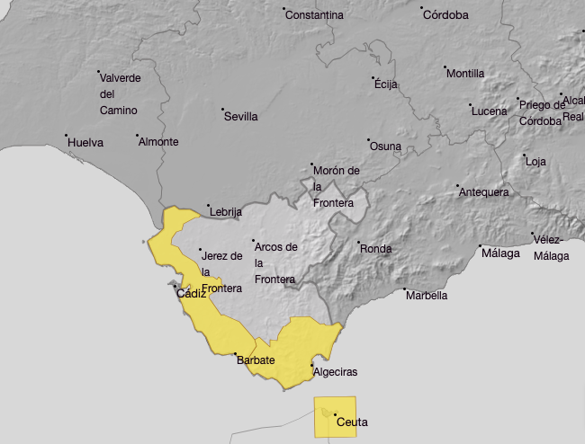 El Campo de Gibraltar se encuentra hoy en alerta amarilla por lluvias