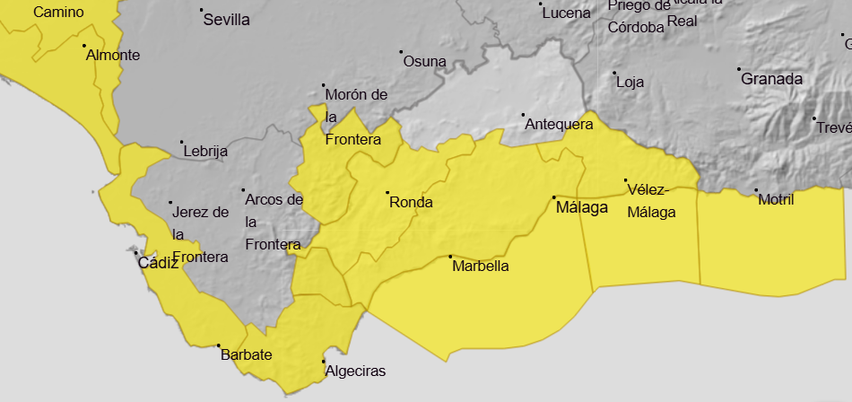 La AEMET decreta aviso amarillo por lluvias en el Campo de Gibraltar para este sábado