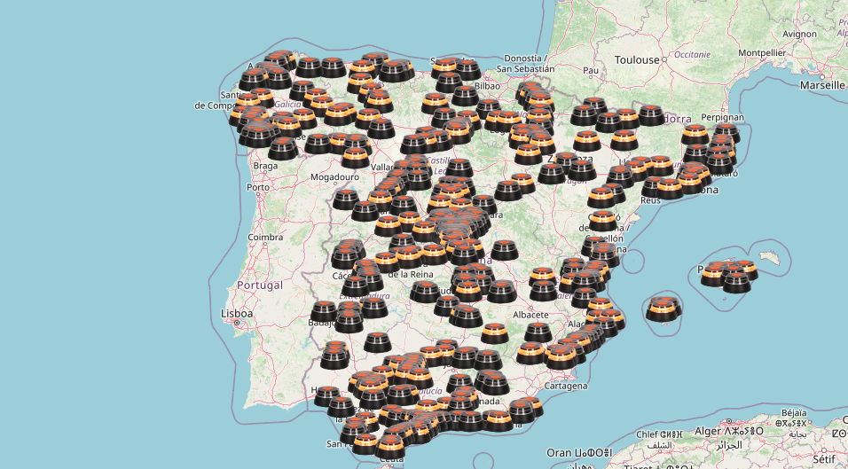 Mapa a tiempo real baliza V16.