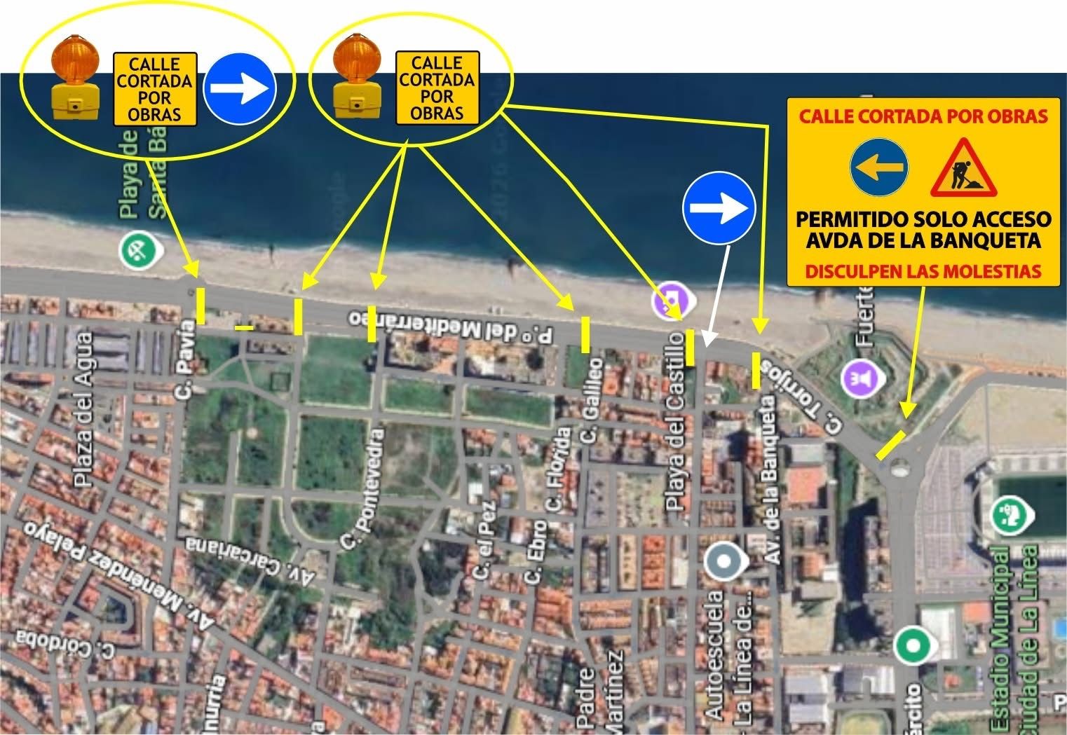 El Paseo Marítimo de Levante, cortada al tráfico este lunes 19 de enero por obras de saneamiento