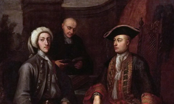 Lámina 4 - Mariscal de campo James O’Hara, Lord Tyrawley, padre de Charles O’Hara. Es el personaje de la derecha, junto a John Montagu, hacia 1712. Archivo del autor