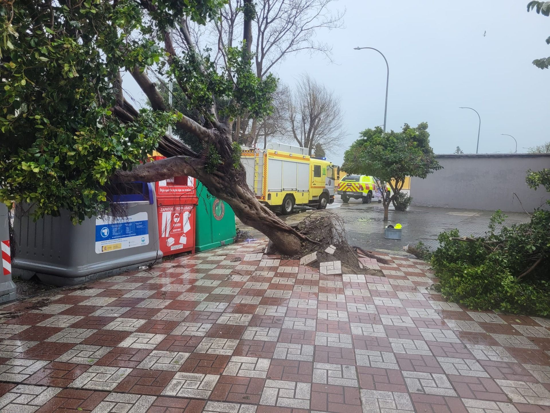 Bomberos realizan 90 intervenciones por el temporal en el Campo de Gibraltar. Foto de una intervención en La Línea.
