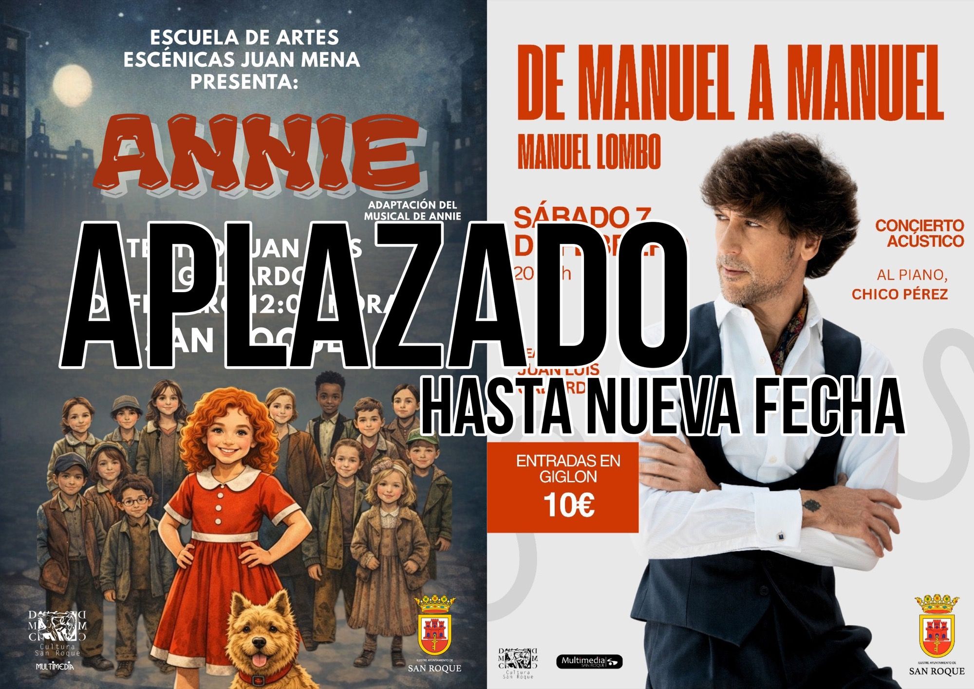Aplazados el concierto de Manuel Lombo y el musical 'Annie' por el mal tiempo