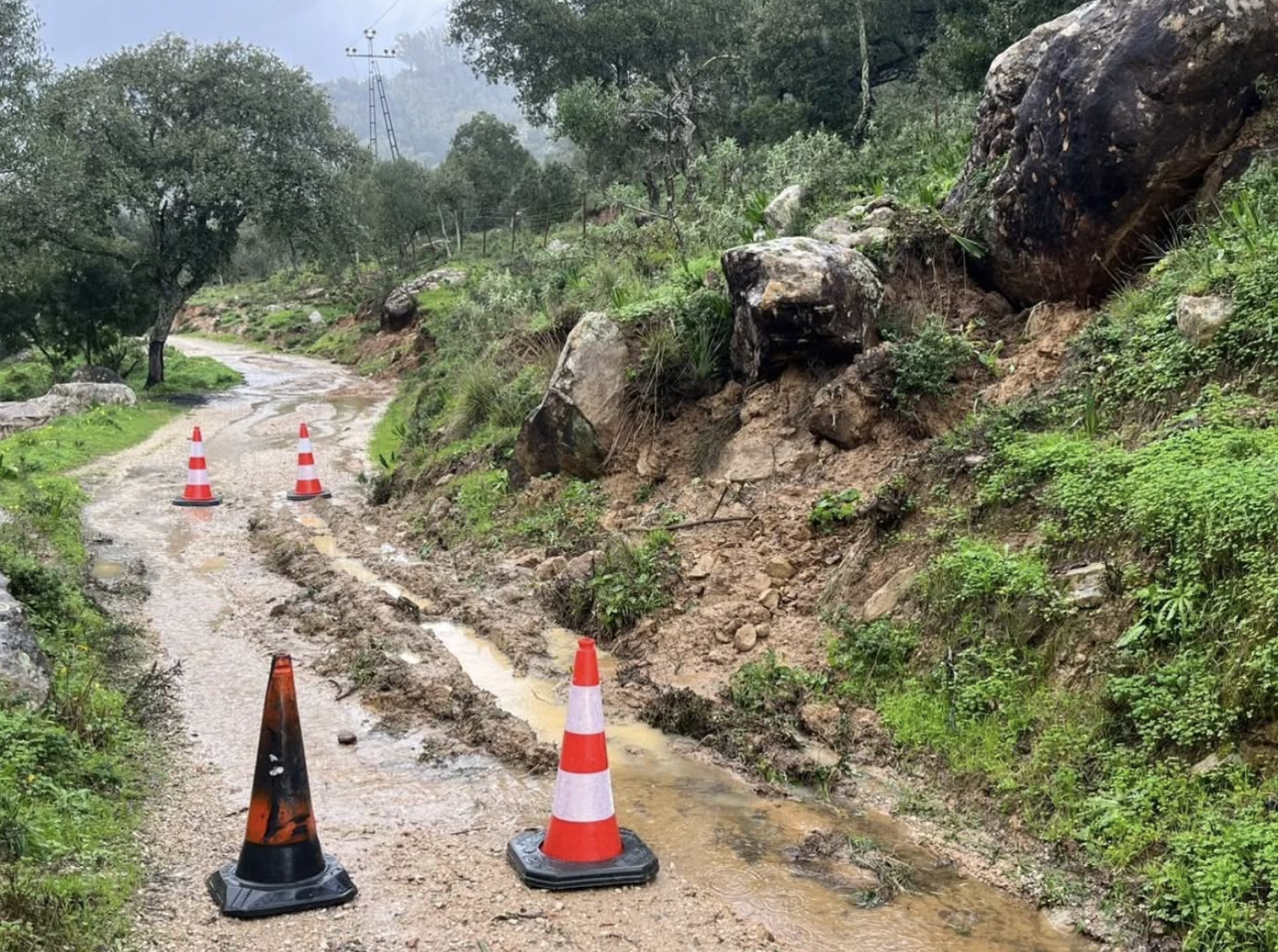 Imagen de archivo de una incidencia en Jimena provocada por las borrascas. Izquierda Unida pide la declaración de zonas catastróficas a los municipios afectados por el temporal
