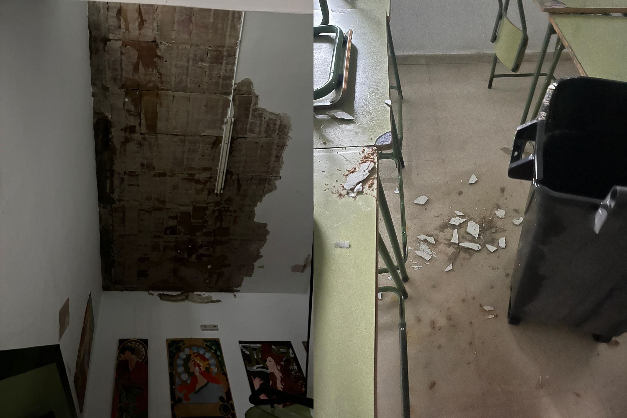 Imágenes del estado del IES Hozgarganta. Llueve sobre mojado en el IES Hozgarganta de Jimena, uno de los dos institutos aún cerrados tras las borrascas. 