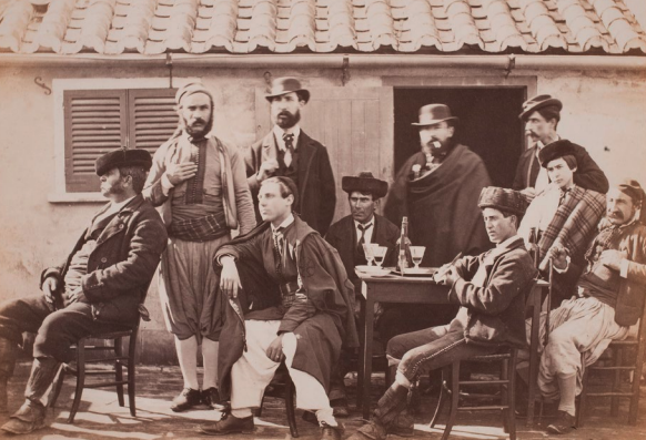 Lámina 7. Gibraltar, grupo de contrabandistas-Group at a Spanish Cafe, Gibraltar. c. 1862. Robert Peters Napper. Museu Nacional d’Art de Catalunya