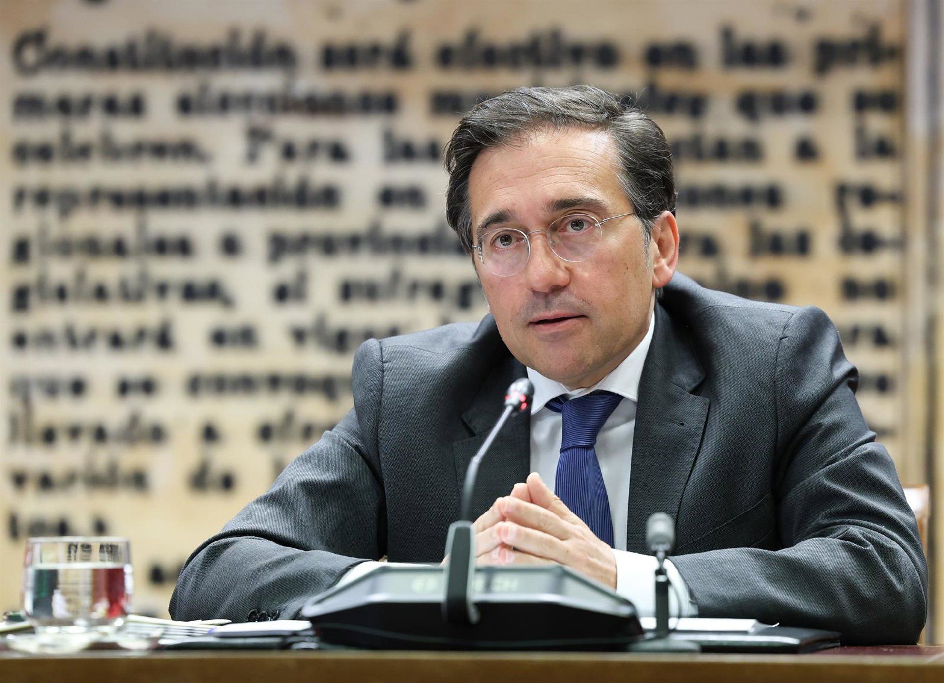 El ministro de Asuntos Exteriores, Unión Europea y Cooperación, José Manuel Albares, comparece ante la Comisión de Asuntos Exteriores, en el Senado, a 10 de abril de 2026, en Madrid (España). - Marta Fernández - Europa Press
