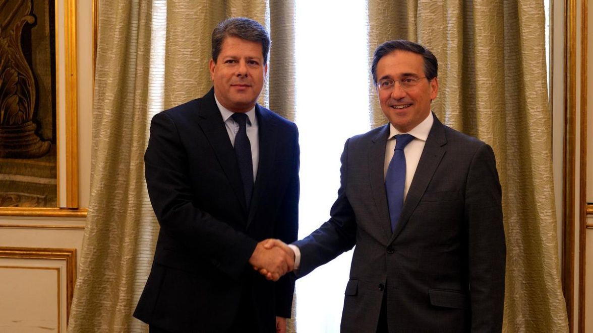 Archivo. Reunión entre Fabián Picardo y José Manuel Albares en la sede del Ministerio español de Asuntos Exteriores 22 de abril de 2026 (2)