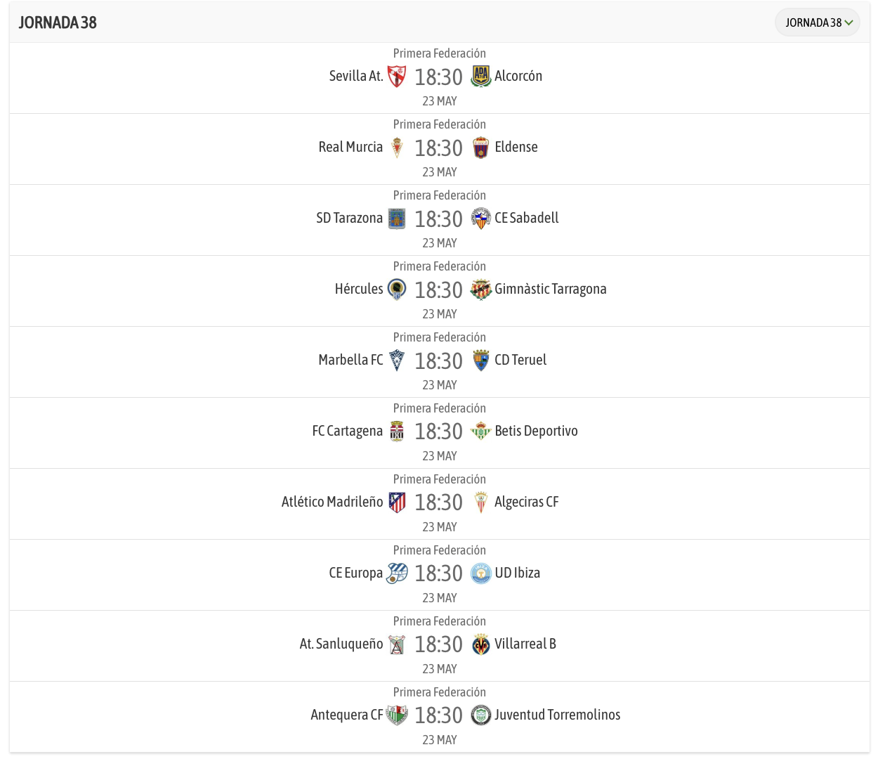 Partidos últimas jornadas. 